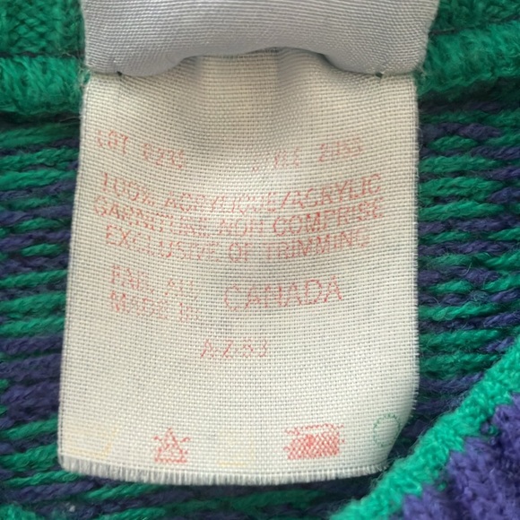 Sears Kids Vintage Green & Purple Sweater (5) - Picture 3 of 6